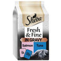 Sheba Fresh & Fine Wet Cat Food Pouches Salmon & Tuna in Gravy 6pk