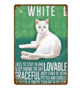 White Cat Tin Sign